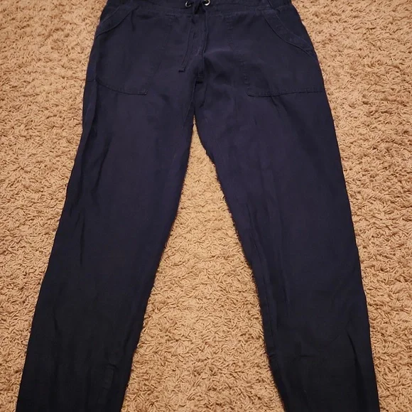 Athleta 100% Linen Dark Blue Pants Size 6 - Picture 2 of 9